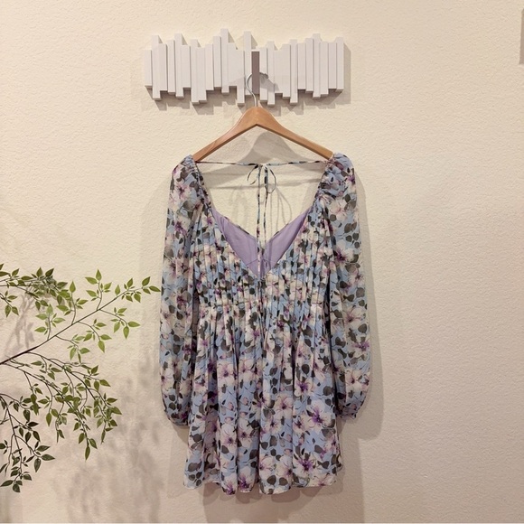 ASTR Carina Mini Dress in Blue Multi Floral Size Small NWT - Picture 7 of 10